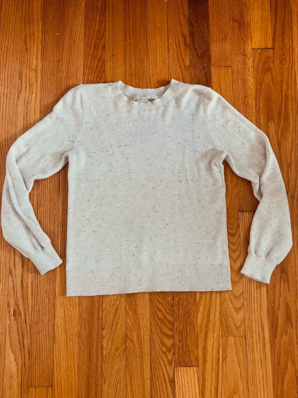 LOFT Blush Pink Speckled Lightweight Crew Neck Sweater